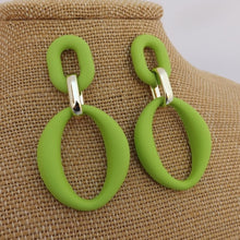 Load image into Gallery viewer, Colour &amp; Gold Tone Large Acrylic Earrings (Multiple colour options)
