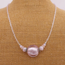 Load image into Gallery viewer, Light Pink Handmade Glass Foil Bead Necklace
