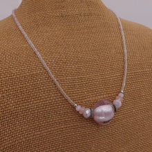 Load image into Gallery viewer, Light Pink Handmade Glass Foil Bead Necklace
