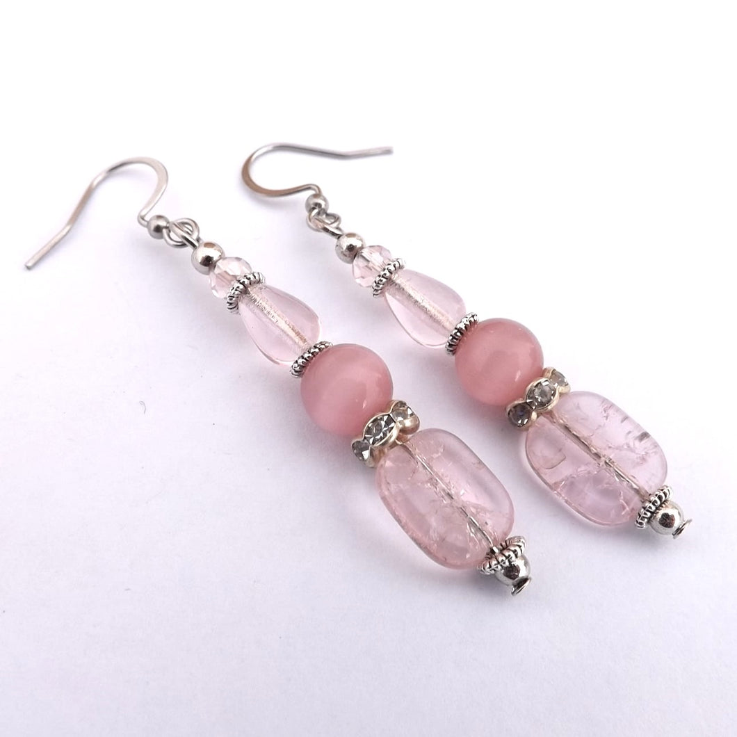 Light Pink Handmade Shatter Bead Earrings