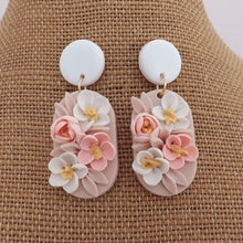 Load image into Gallery viewer, Light Pink &amp; White 3D Floral Acrylic Earrings
