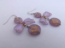 Load image into Gallery viewer, Light Purple &amp; Gold Handmade Acrylic Bead Earrings

