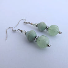 Load image into Gallery viewer, Light Seafoam Green Handmade Glass &amp; Paper Bead Earrings
