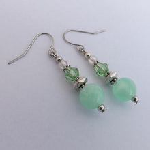 Load image into Gallery viewer, Light Seafoam Green &amp; Silver Handmade Bead Earrings
