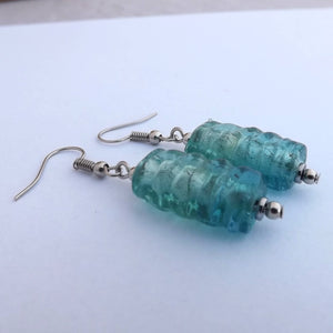 Light Blue Glass Handmade Bead Earrings (Made in NZ)