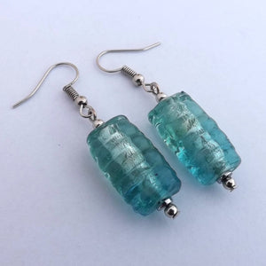 Light Blue Glass Handmade Bead Earrings (Made in NZ)