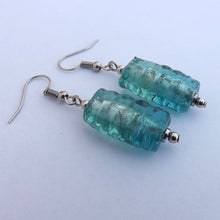 Load image into Gallery viewer, Light Blue Glass Handmade Bead Earrings (Made in NZ)
