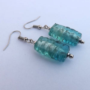Light Blue Glass Handmade Bead Earrings (Made in NZ)