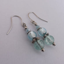 Load image into Gallery viewer, Light Blue Handmade Glass Bead Earrings
