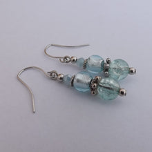 Load image into Gallery viewer, Light Blue Handmade Glass Bead Earrings
