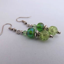 Load image into Gallery viewer, Light Green Handmade Bead Earrings (Made in NZ)
