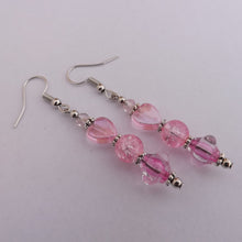 Load image into Gallery viewer, Light Pink Acrylic &amp; Glass Heart Handmade Bead Earrings
