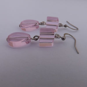 Light Pink Handmade Dangle Drop Bead Earrings (Made in NZ)