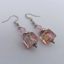 Load image into Gallery viewer, Light Pink Handmade Square Glass Bead Earrings
