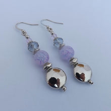 Load image into Gallery viewer, Lilac Purple &amp; Silver Tone Handmade Bead Earrings
