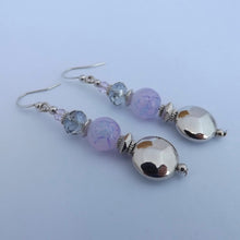 Load image into Gallery viewer, Lilac Purple &amp; Silver Tone Handmade Bead Earrings
