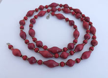 Load image into Gallery viewer, Long Handmade Pink Wooden Bead Necklace
