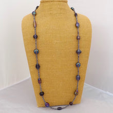 Load image into Gallery viewer, Long Purple Glass Handmade Bead Necklace (Made in NZ)
