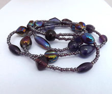 Load image into Gallery viewer, Long Purple Glass Handmade Bead Necklace (Made in NZ)
