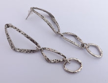 Load image into Gallery viewer, Long Silver Tone Link Earrings
