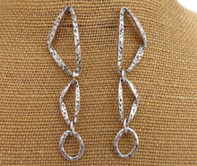 Load image into Gallery viewer, Long Silver Tone Link Earrings
