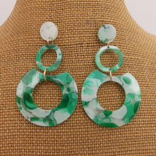 Load image into Gallery viewer, Marbled Green Acrylic Earrings
