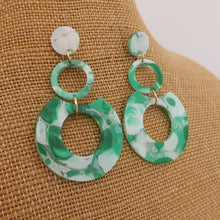 Load image into Gallery viewer, Marbled Green Acrylic Earrings
