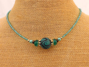 Mid Teal Handmade Kathryn Design bead necklace