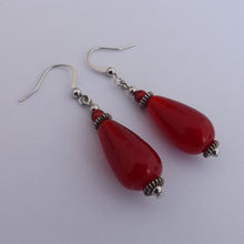 Load image into Gallery viewer, Milky Red Handmade Glass Bead Teardrop Earrings
