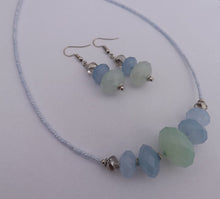 Load image into Gallery viewer, Milky Green &amp; Blue Handmade Acrylic Bead Necklace &amp; Earrings Set
