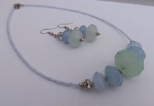 Load image into Gallery viewer, Milky Green &amp; Blue Handmade Acrylic Bead Necklace &amp; Earrings Set
