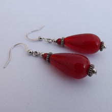 Load image into Gallery viewer, Milky Red Handmade Glass Bead Teardrop Earrings
