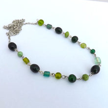 Load image into Gallery viewer, Mixed Green Handmade Chain Link Long Bead Necklace
