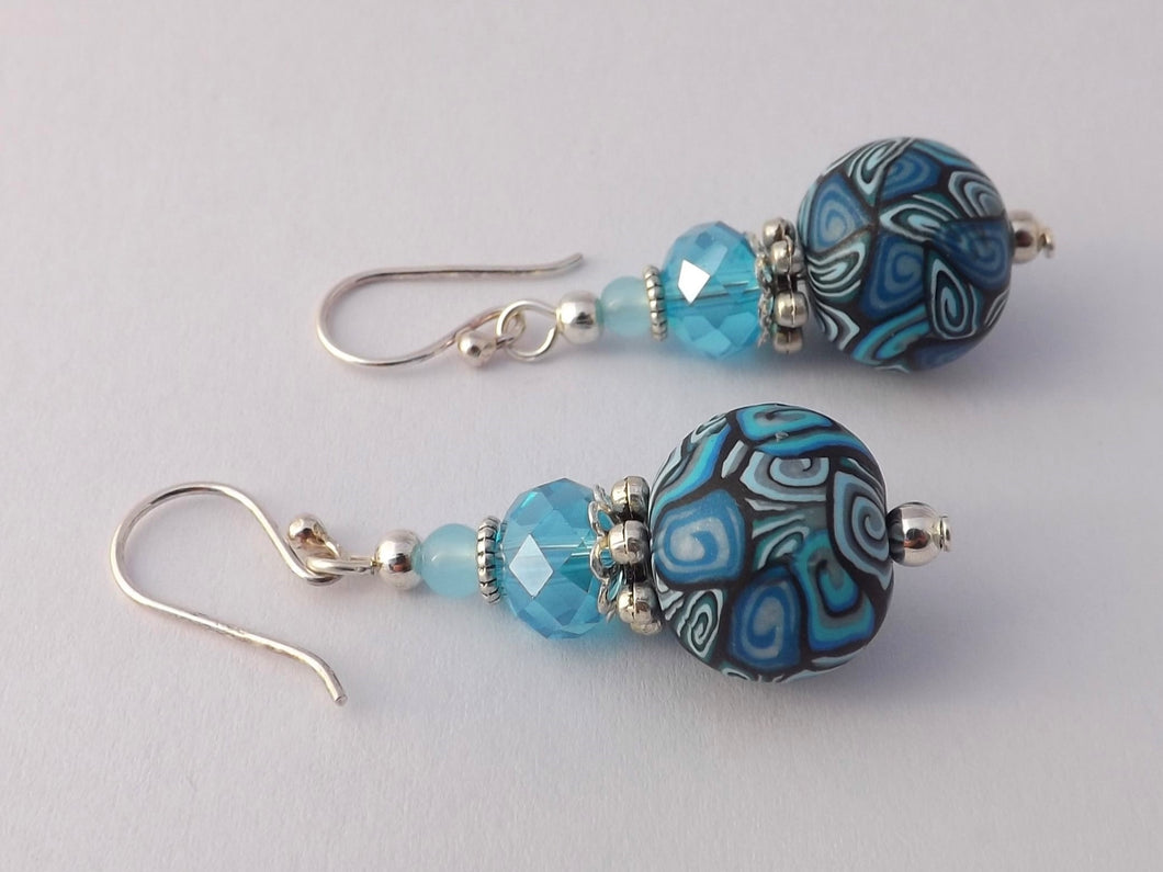 Mixed Light Blue Kathryn Design Bead Earrings