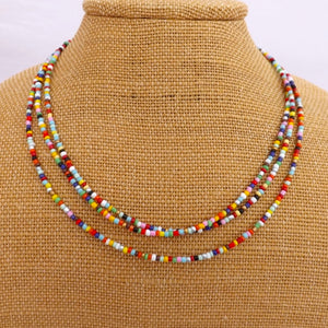 Multi Strand Bright Seed Bead Necklace