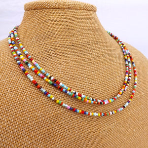 Multi Strand Bright Seed Bead Necklace