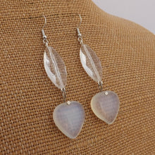Load image into Gallery viewer, Opalite Heart &amp; Clear Glass Handmade Drop Earrings

