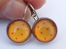 Load image into Gallery viewer, Orange Dots  Dome Earrings on Lever Back Hooks
