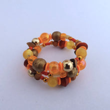 Load image into Gallery viewer, Orange, Bronze, Gold &amp; Yellow Small Handmade Memory wire Bead Bracelet
