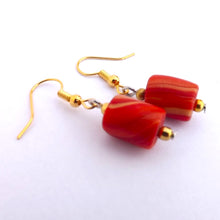 Load image into Gallery viewer, Orange &amp; Gold Handmade Kathryn Design Bead Drop Earrings
