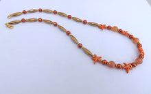 Load image into Gallery viewer, Orange &amp; Gold Handmade Starfish Bead Necklace
