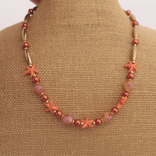 Load image into Gallery viewer, Orange &amp; Gold Handmade Starfish Bead Necklace
