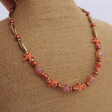Load image into Gallery viewer, Orange &amp; Gold Handmade Starfish Bead Necklace
