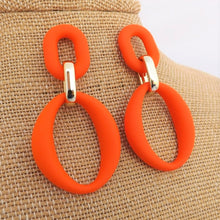 Load image into Gallery viewer, Colour &amp; Gold Tone Large Acrylic Earrings (Multiple colour options)
