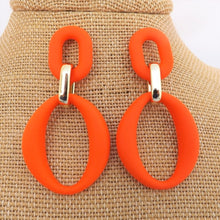 Load image into Gallery viewer, Colour &amp; Gold Tone Large Acrylic Earrings (Multiple colour options)
