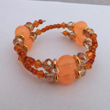 Load image into Gallery viewer, Orange &amp; Gold Handmade Memory Wire Bead Bracelet
