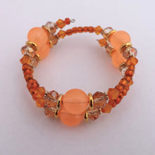 Load image into Gallery viewer, Orange &amp; Gold Handmade Memory Wire Bead Bracelet
