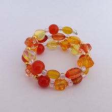 Load image into Gallery viewer, Orange, Gold &amp; Yellow Small Memory Wire Handmade Bead Bracelet
