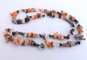 Orange & Grey Gemstone Bead Necklace