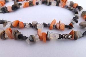 Orange & Grey Gemstone Bead Necklace